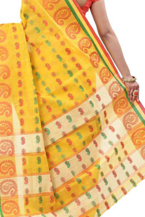 Yellow Pure Cotton Kanak_Chur Tant Saree (453)